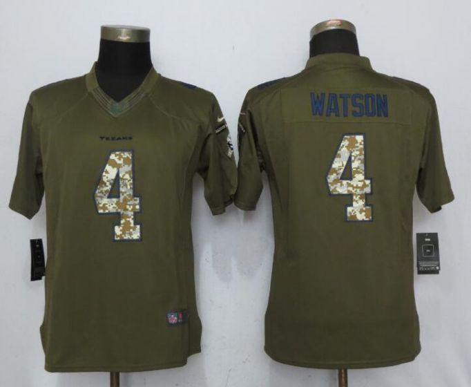 2017 NFL Women New Nike Houston Texans #4 Watson Green Salute To Service Limited Jersey